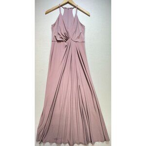 DB Studio Womens Maxi Dress Sleeveless Sz 6 Pink Back Zip Stretch Wedding